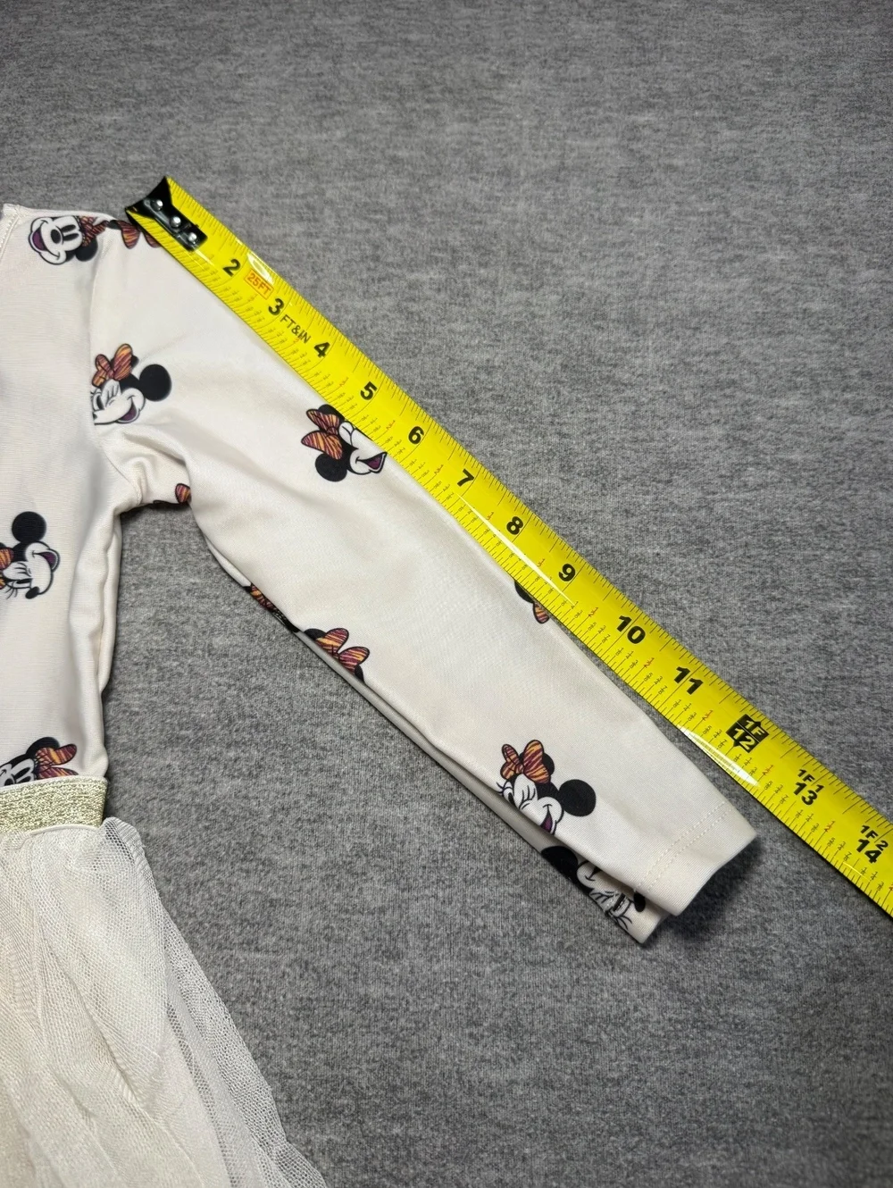 Disney Junior Minnie Mouse Tutu Dress Girls Size 3T White Long Sleeve